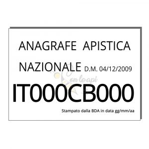 tabella anagrafica BDA 30x21cm